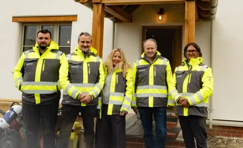 Hemspan's Clive Johnson, Site Manager, Matthew Belcher, CEO, Lulie Anderson, Director of Marketing, Philip Wolfe, CFO and Jason Field, Project Manager (Credit: HEMSPAN®)